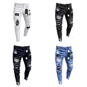 <span class=keywords><strong>Jean</strong></span> slim déchiré pour <span class=keywords><strong>homme</strong></span> style européen et américain, coupe <span class=keywords><strong>skinny</strong></span>, en denim délavé, nouvelle collection été, vente chaude - Product Image 5
