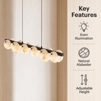 Lustre linéaire en albâtre espagnol de luxe sur mesure, LED, noir, pour salle de conférence, hôtel
