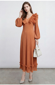 Vestido de Noche Plisado Miyake, Nueva Colección PY 2026, Elegante Vestido Maxi con Mangas Farol para Mujer, Venta al Por Mayor - Product Image 4