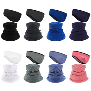 Multi Functional Fleece Neck Warmer Cycling Face Mask Outdoor <b>Sports</b> Ear Protector <b>Headband</b> With Hood Solid Color Unisex Adult - Product Image 3