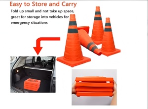 Cône de signalisation réfléchissant pliable et empilable pour la sécurité routière, idéal pour les travaux routiers, les parkings et l'entraînement à la conduite - Product Image 3