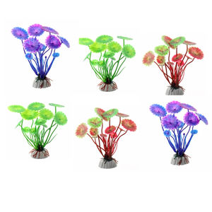 Plantes aquatiques artificielles en forme de feuille de <span class=keywords><strong>lotus</strong></span> avec base en céramique 10 cm, décorations de plantes sous-marines en PVC pour aquarium - Product Image 6