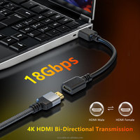 Cable Extensor HDMI 4K de Alta Velocidad 2.0b 18Gbps Macho a Hembra 4K HDR ARC HDCP 2.2, Cable de Extensión Flexible de TPE para PS5 Roku