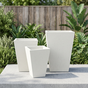 Set of 3 Jumbo Tapered <b>Planters</b> Concrete <b>Planter</b> Designed for Open Balconies Patios and <b>Large</b> Garden Borders - Product Image 2