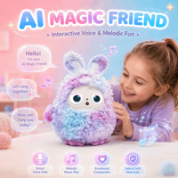Peluche lapin interactive, fourrure moelleuse dégradée violette, grands yeux, réponse vocale, pour filles, jouet éducatif STEM, OEM