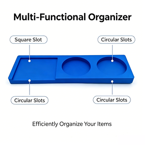 Organizador de Escritorio Azul con Tres Compartimentos para Bolígrafos, Lápices, Borradores, Bandeja de Almacenamiento de Papelería, Accesorio Perfecto para el Espacio de Trabajo - Product Image 4