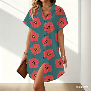 Nuovo Abito Estivo alla Moda per Donna, Vestito a Maniche Corte con <span class=keywords><strong>Motivi</strong></span> Personalizzati - Product Image 3