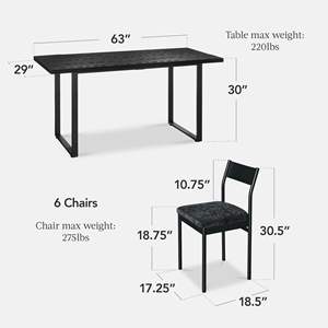 हॉट बिक्री सबसे अच्छा विक्रेता 7-टुकड़ा असबाब ठोस धातु फ्रेम, घुमावदार बैकरेस्ट आधुनिक डाइनिंग टेबल सेट - Product Image 2
