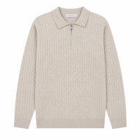 Pull en maille demi-zip pour homme, style preppy côtelé 7GG, à manches longues, chaud et respirant, idéal pour l'automne – Vente en gros directe usine