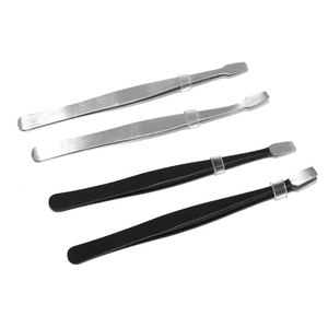 Stainless Steel Tweezers 12.5cm Flat Head Precision Eyelash Extension Nail Art Tools - Product Image 1