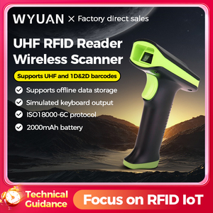 เครื่องอ่าน RFID แบบพกพา WYUAN เครื่องสแกนบาร์โค้ดไร้สาย <span class=keywords><strong>UHF</strong></span> & 2D 1D  902~928MHz ISO18000-6C พร้อมการสื่อสารผ่าน BT 2.4G USB - Product Image 1