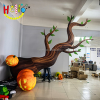 Arbre gonflable de grande taille simulé pour la décoration d'Halloween en extérieur avec lampe citrouille