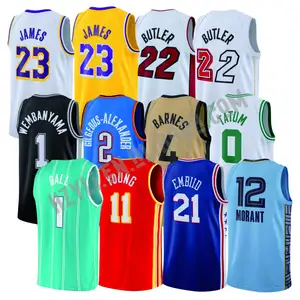 Ucuz özel 2024 tüm yıldız basketbol forması 6 James 30 Curry 22 Butler 0 Tatum 12 Morant Lavine jopaul Paul basketbol forması