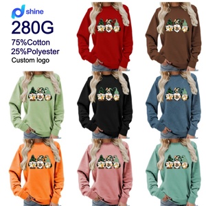<span class=keywords><strong>Sudadera</strong></span> de Cuello Redondo para Mujer con Estampado Digital de Letras de Dibujos Animados Navideños Personalizada al por Mayor, para Otoño e Invierno - Product Image 1