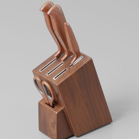 Boîte de rangement pour couteaux en bois massif multifonctionnelle, best-seller, en acier inoxydable pour la cuisine, la salle à manger, ensemble professionnel de 6 pièces