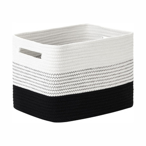 Handmade 3 Pack Toys <b>Storage</b> Bins Cotton Rope Woven Basket Nursery <b>Cube</b> Bin Cloth <b>Storage</b> Basket With Handles <b>for</b> Organizing - Product Image 6