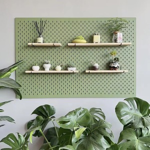 Pegboard Multifunctional Storage <b>Board</b> Wall Mounted Square Hole Punch Free Natural Wood Color Rectangle 1 Layer - Product Image 2