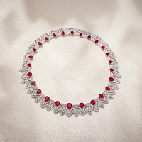 Collier ras-du-cou plaqué or anti-oxydation de haute qualité, design élégant, avec chaîne pour robe de soirée ornée de pierres précieuses rouges et blanches, nouveauté pour femme, best-seller