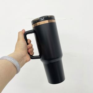 Vaso de Acero Inoxidable de 40 oz con Asa y Pajita Extraíble, a Prueba de Fugas, con Revestimiento de Cobre en la Parte Inferior, para Grabado Láser - Product Image 4
