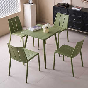 Juego de Comedor de Plástico para Exteriores, Estilo Nórdico Moderno y Lujoso, Mesas Impermeables para Cafeterías, Tiendas de Té de Burbujas, Bares de Postres, Patios y Jardines - Product Image 6