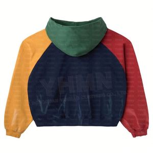 เสื้อฮู้ดดี้ผู้ชายสไตล์สตรีทแวร์ ผ้าฝ้ายหนานุ่ม ทรงโอเวอร์ไซส์ ซิปหน้า พิมพ์ลาย วินเทจ แต่งผ้าปะติดปะต่อ ปักลาย 3 มิติ ล้างสีแบบแอซิดวอช ทำให้ดูเก่าแบบดิสเทรส - Product Image 2