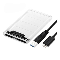 Boîtier de disque dur SATA II 2,5 pouces Someg USB3.1 optimisé pour SSD, prend en charge UASP, boîtier en plastique ABS transparent