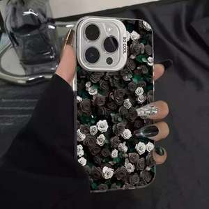 Offre <span class=keywords><strong>Black</strong></span> <span class=keywords><strong>Friday</strong></span> – Coque iPhone motif rose mural INS tendance pour <span class=keywords><strong>Apple</strong></span> iPhone 17 Pro Max, 17 Pro, 17 Air, XS Max – Bordure noire élégante - Product Image 4