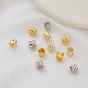 Cuentas de latón chapadas en oro de 18K, espaciador de trébol de cuatro hojas, para prevenir alergias, barril de vino - Product Image 2