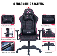 Chaise de Gaming Racing Moderne Réglable en Cuir PU Noir, Pivotante et Inclinable, avec Accoudoirs 2D et Vérin à Gaz Certifié Classe 3