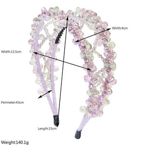 Diadema con cuentas de cristal <span class=keywords><strong>lila</strong></span> de lujo, borla desmontable, antideslizante, mariposa dulce, accesorio para el <span class=keywords><strong>cabello</strong></span> de boda - Product Image 2