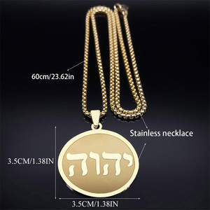 Unisex in acciaio inox <span class=keywords><strong>ebraico</strong></span> cristiano collana pendente zircone Tetragrammaton Jehovah Yahweh Hebrew <span class=keywords><strong>alfabeto</strong></span> uomini donne - Product Image 4