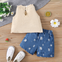 Nouvel ensemble de vêtements d'été pour filles, chemise blanche et short en jean, tenue 2 pièces, été 2026