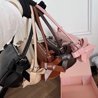 Sac sous le bras décoré d'un nœud de 21 cm, en cuir ciré, vente en gros, logo personnalisé, directement de l'usine