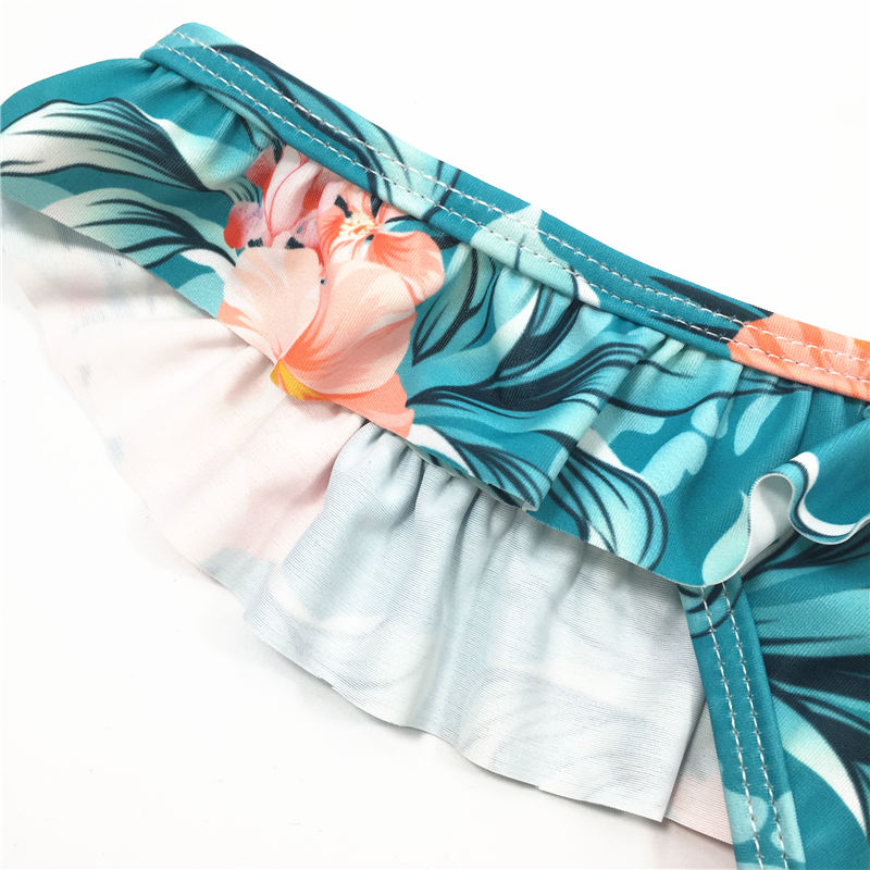 2021 Sexy plant printed one-piece swimsuit backless swimsuit beach wear hot sale swimwear V-neck