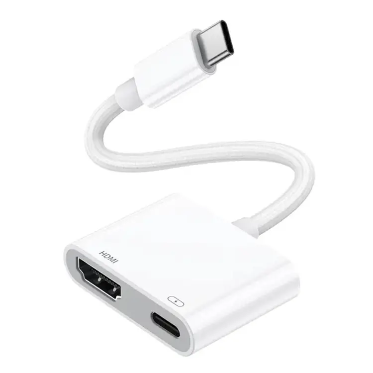 Adaptor USB C ke HDTV Tipe C Digital AV, adaptor USB C ke HDTV konektor layar sinkronisasi 4K untuk iP 15 hingga HDTV Monitor proyektor