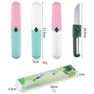 Couteau à éplucher et éplucheur de fruits/melons 2-en-1 en acier inoxydable avec manche en bois, ambidextre, multi-usages pour la cuisine domestique - Product Image 3