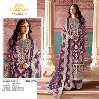 Organza lourd avec broderie séquence travail costume pakistanais pour les femmes mariage et fête porter disponible à un prix abordable