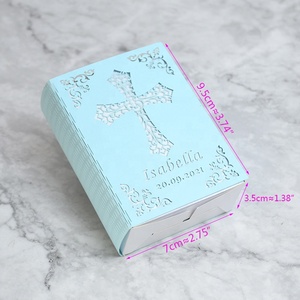 Boîte de faveur de baptême blanche de première communion de livre créatif avec couverture biblique personnalisée découpée au laser - Product Image 2