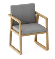 Structure en bois de frêne massif, cuir PU, éponge haute densité et accoudoirs de la chaise conviennent à une utilisation dans les salons.