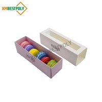 6 paquets de boîtes d'emballage en papier macaron imprimées personnalisées Boîtes à tiroir pour desserts et biscuits avec fenêtre supérieure