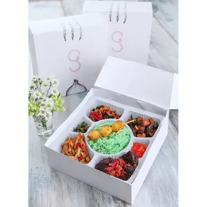 Custom Logo White Card Board Disposable Eco Rice Lunch Takeout Box With Compartment Paper Take Away Food Packaging Togo Box