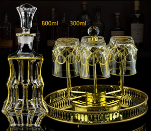 Ensemble de verres à <span class=keywords><strong>whisky</strong></span> et à vin rouge de luxe <span class=keywords><strong>français</strong></span>, verre en cristal européen haut de gamme avec fil doré importé pour la maison ou comme cadeau - Product Image 3