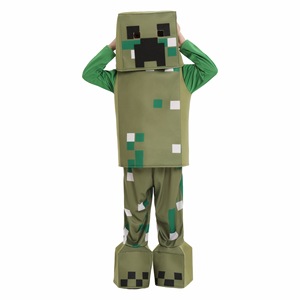 Disfraz de Minecraft Creeper para niños, disfraz de cosplay para fiesta de Halloween, actuación en escenario, diseño de píxeles verdes - Product Image 1