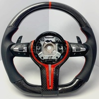 Volant en fibre de carbone pour BMW G20 G30 Série G, cuir perforé, logo rouge, surpiqûres rouges, garniture personnalisée, sport