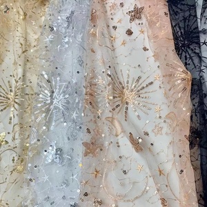 Tela iridiscentes de lentejuelas doradas 2025, accesorios africanos, tela celestial de malla de lentejuelas doradas para vestidos - Product Image 3
