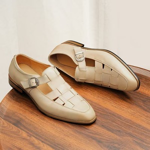 Chaussons pour hommes, sandales pour hommes, claquettes pour hommes, chaussures décontractées pour hommes, chaussures simples et polyvalentes en cuir véritable, pour le bureau, couleur claire - Product Image 3