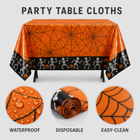 Nappe de table jetable en plastique PE pour Halloween, imperméable, motif rayé noir et orange
