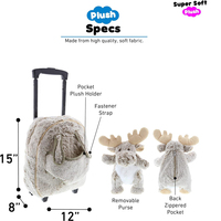 5305 orignal peluche chariot sac à main ensemble-3-en-1 enfants sac à dos doux sac à roulettes avec peluche amovible école sac à dos sur roues