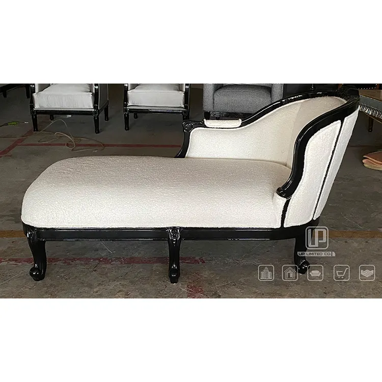 Nuovo classico soggiorno divano donna nero lucido Chaise italiano bianco 2 posti divano