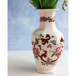 Vase en argile rose chartreuse artisanal de grande taille par Mason, style chinois rustique, décoration de table ou de sol pour la maison, pour Pâques - Product Image 2